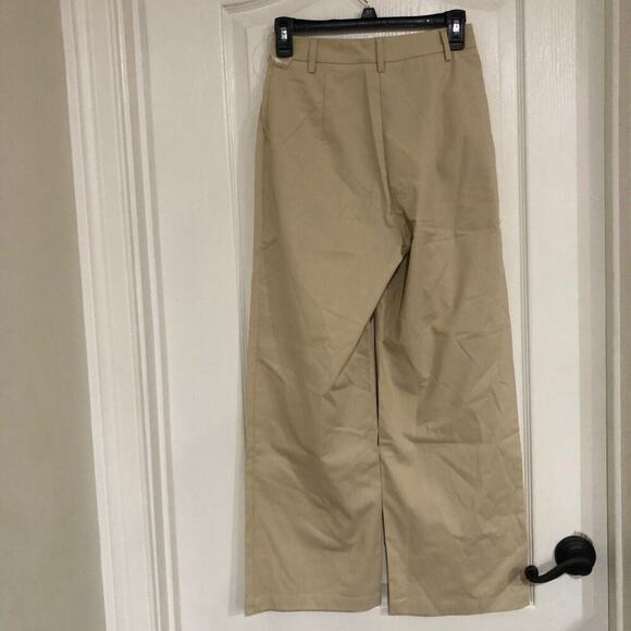 Commense Womens Trouser Pants Size XS‎ Khaki Pleated Wide Leg Belt Loops Pull On - Picture 3 of 9